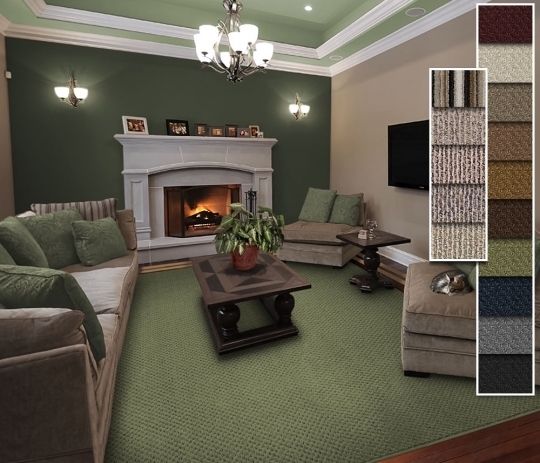 Area Rug Vibrant Green Ribbed Texture Low Pile Modern Decor