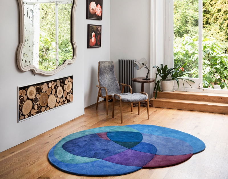 Area Rug Vibrant Watercolor Effect Geometric Abstract Patterned Area Rug
