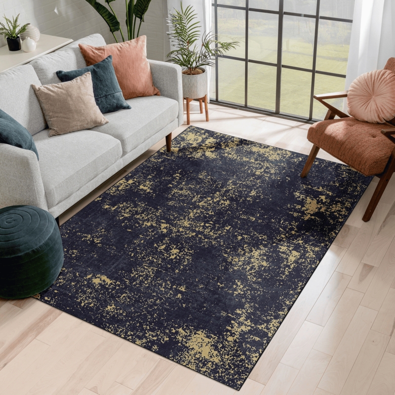 Area Rug Vintage Distressed Look Cream Low Pile Shabby Chic Deco