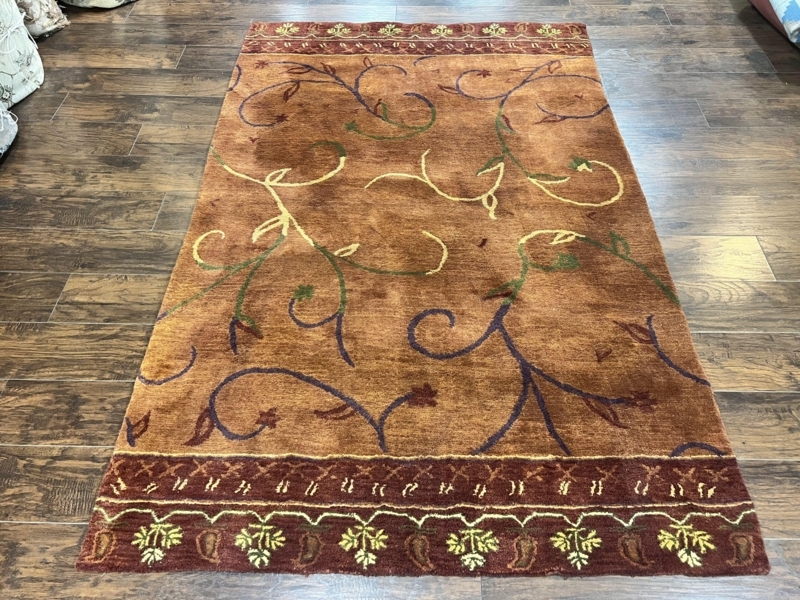 Area Rug Vintage Distressed Medallion Rust Maroon Bohemian Styling