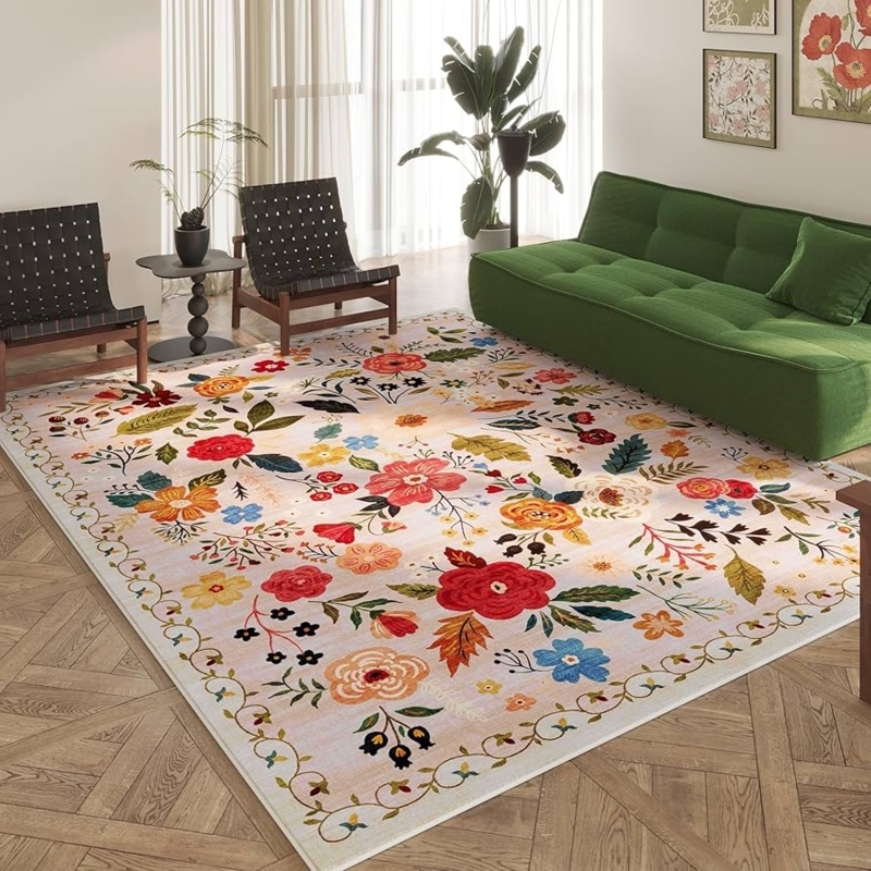 Area Rug Vintage Floral Area Rug Styling Distressed Medallion Beige