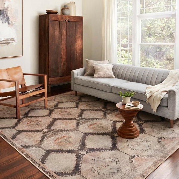 Area Rug Vintage Moroccan Distressed Geometric Pattern Blue Rust
