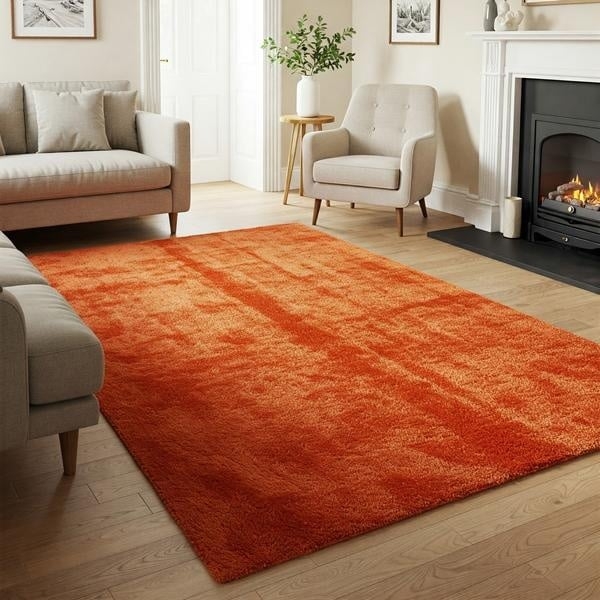 Area Rug: Vintage Style Distressed Medallion Print, Rust Orange Hue Cozy