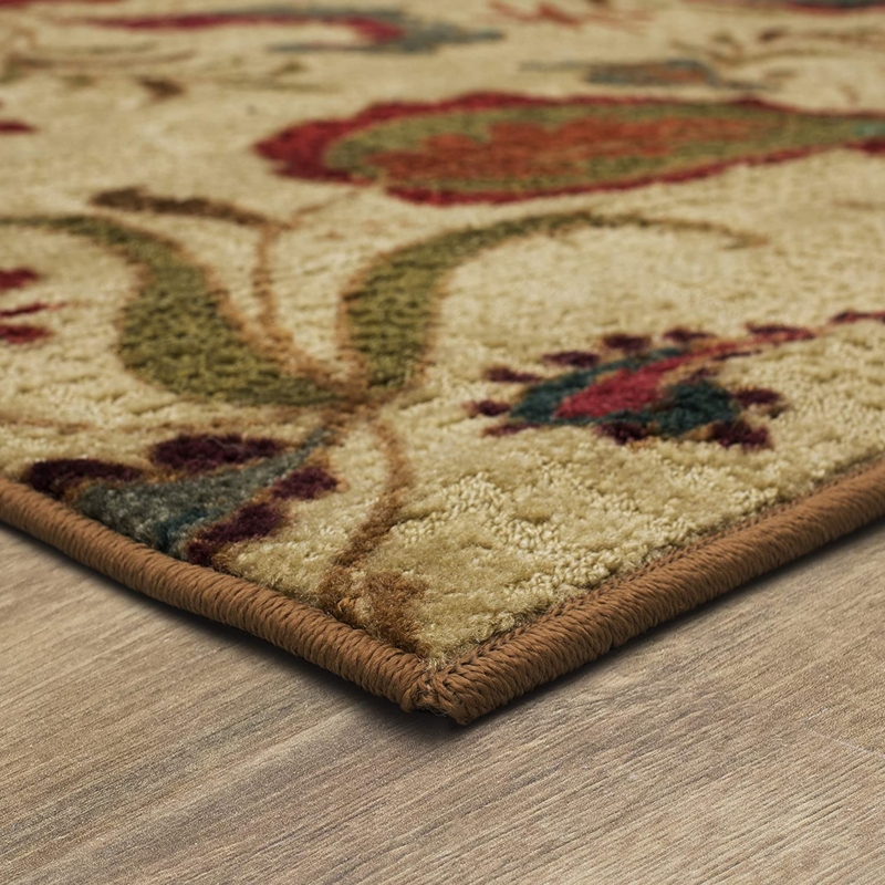 Area Rug Warm Beige Background Paisley Traditional Bohemian