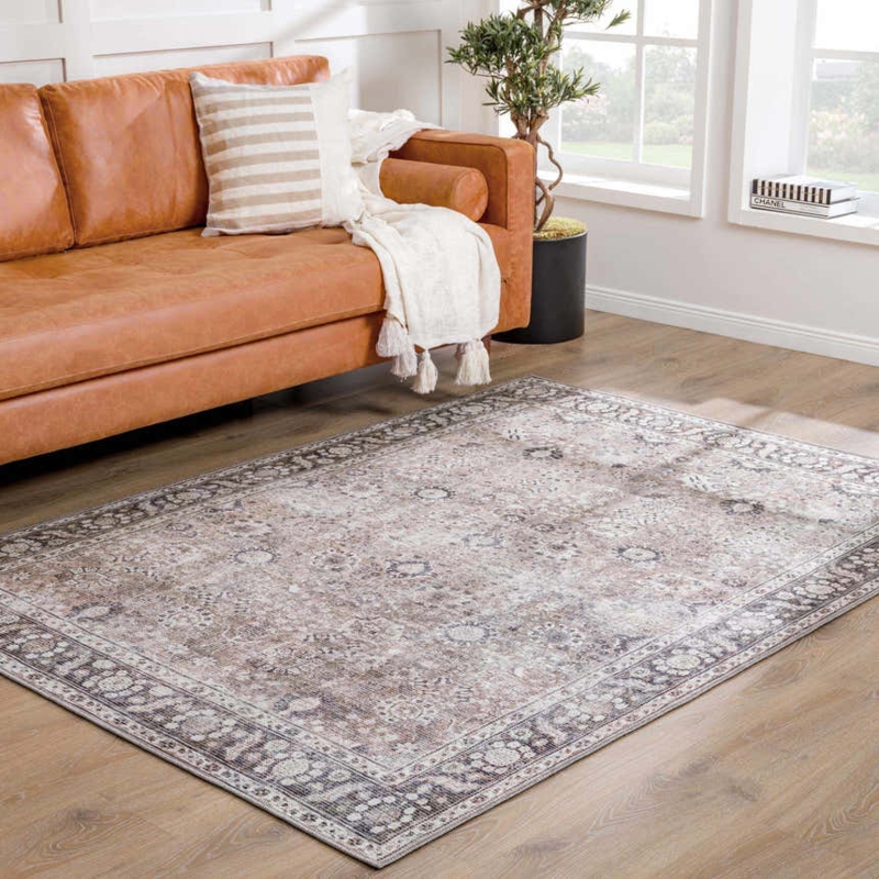 Area Rug Washable Traditional Pattern Distressed Finish Classic Living Room
