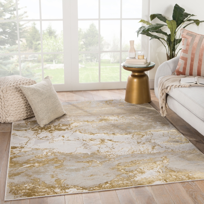 Area Rug Watercolor Effect Painterly Texture Gray Low Pile Industrial