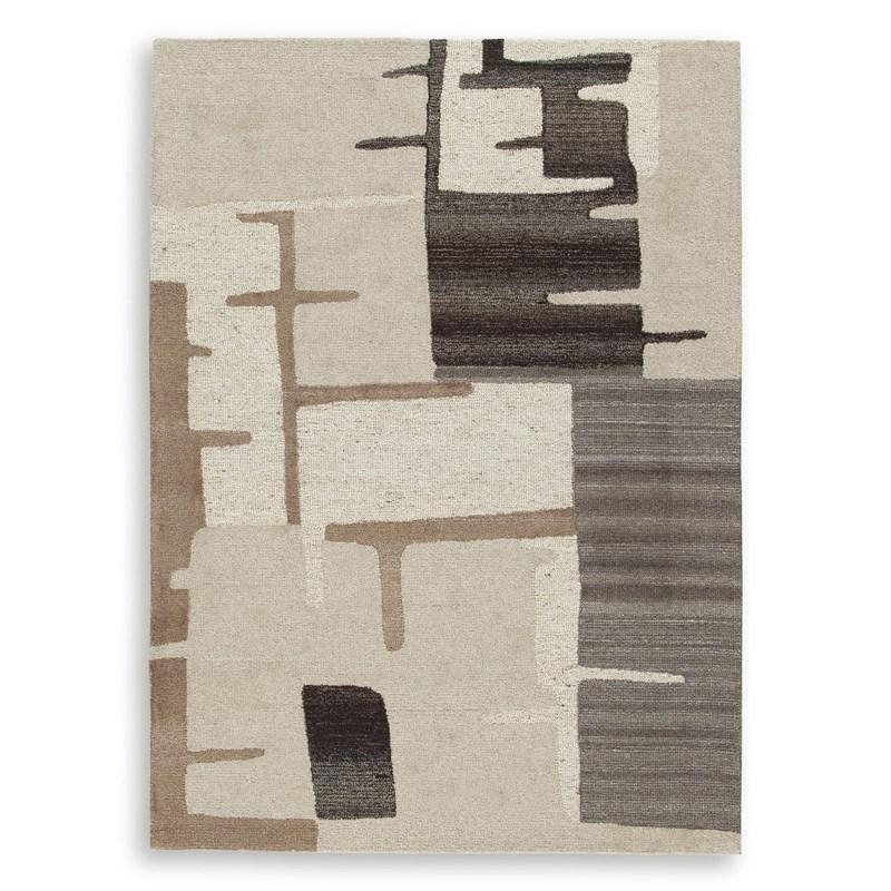 Area Rug: Weathered Gray Geometric, Modern Industrial Low Pile.