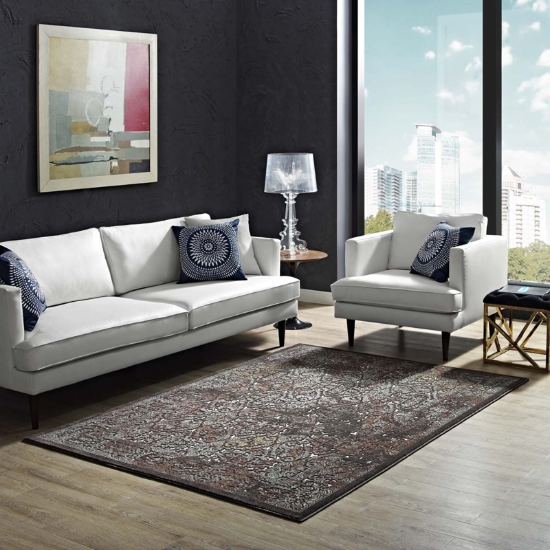 Area Rug Weathered Traditional Pattern Turquoise White Transitional