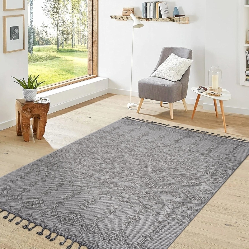 Area Rug, White Textured, Indoor Outdoor Versatility, Pet-Friendly