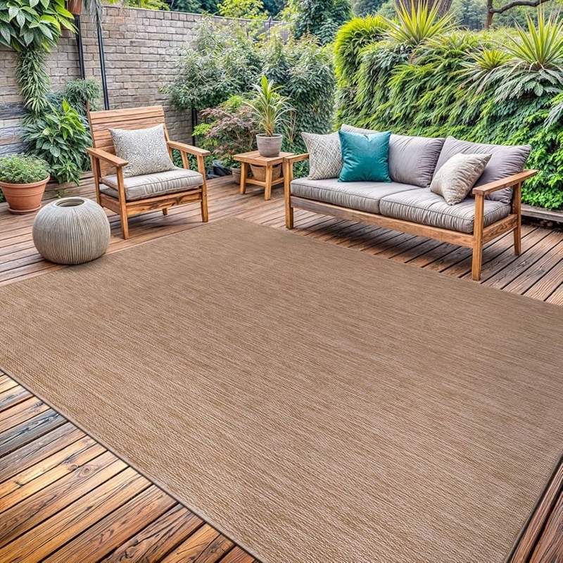 Area Rug with Charcoal Border, Flatweave, Patio Decor