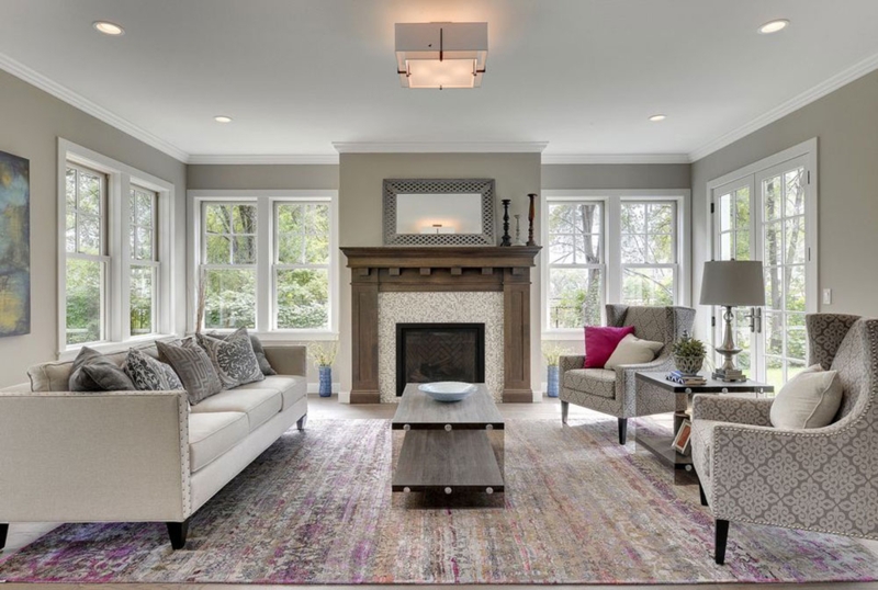 Area Rug with Distressed Oriental Pattern, Large Scale Design