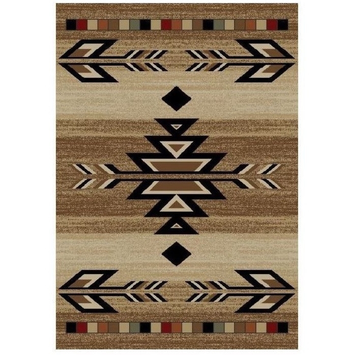 Area Rug with High Contrast Border and Southwestern Geometric Motifs