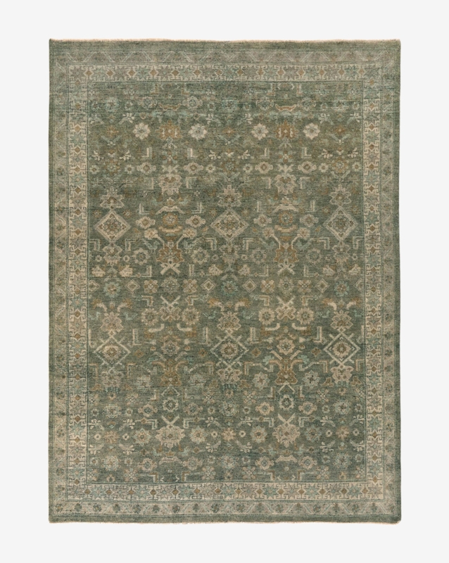 Area Rug with Linear Grid Pattern, Cream Wool, Modern Transitional