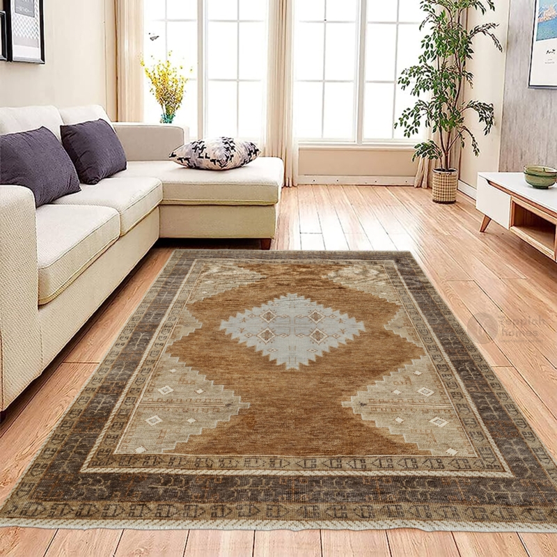 Area Rug with Textured Linear Pattern, Beige Natural Fibers