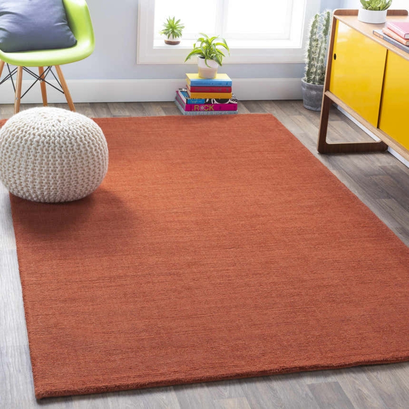 Area Rug: Wool Like High Low Pile, Carved Geometric Texture Solid Color