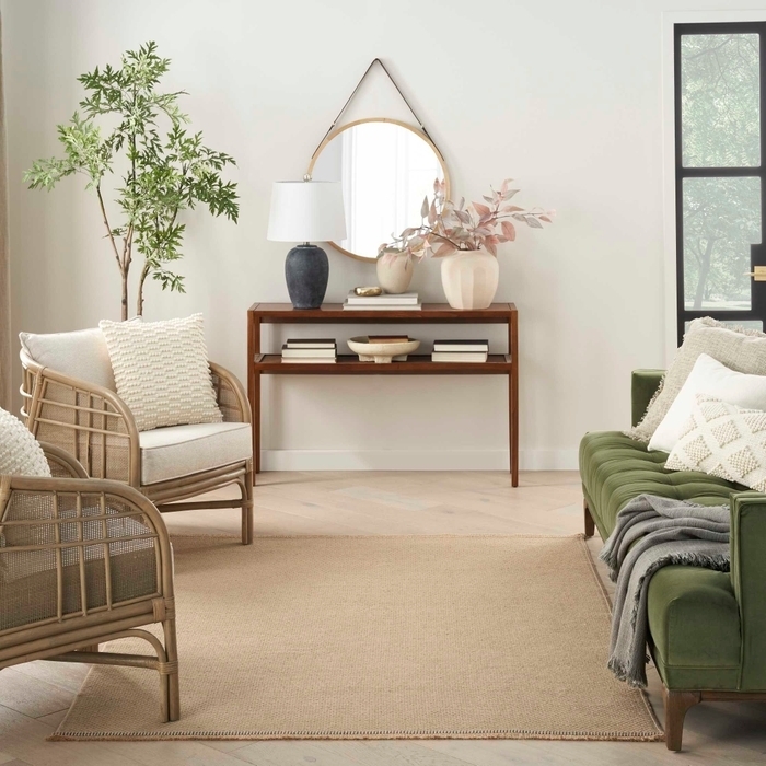 Area Rug Woven Texture Natural Beige Jute Like Organic Modern