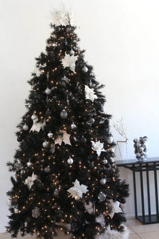 Artificial Christmas Tree Black Metallic Ornament Palette Chic Style