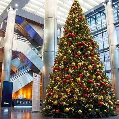 Artificial Christmas Tree Commercial Scale Multi Tiered Pre Lit