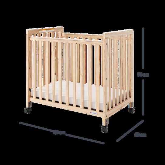 Baby Crib Clear View End Panels Compact Daycare Design Mobile Casters
