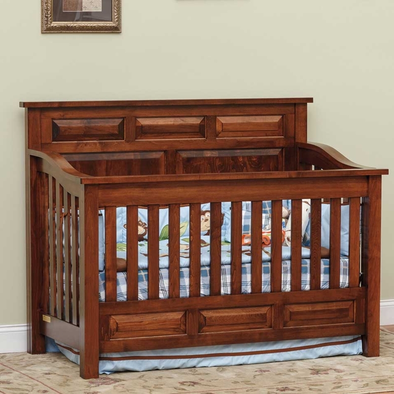 Baby Crib High Back Panel Mission Slats Warm Brown Traditional