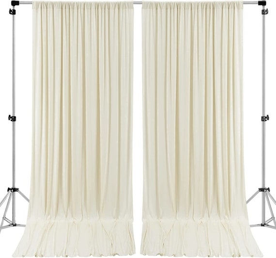 Backdrop Curtains Ivory Rod Pocket Floor Length Extra Wide Drapes