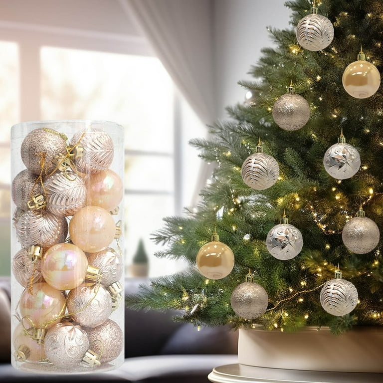 Ball Ornaments Four Pattern Styles Matte Neutral Farmhouse Decor