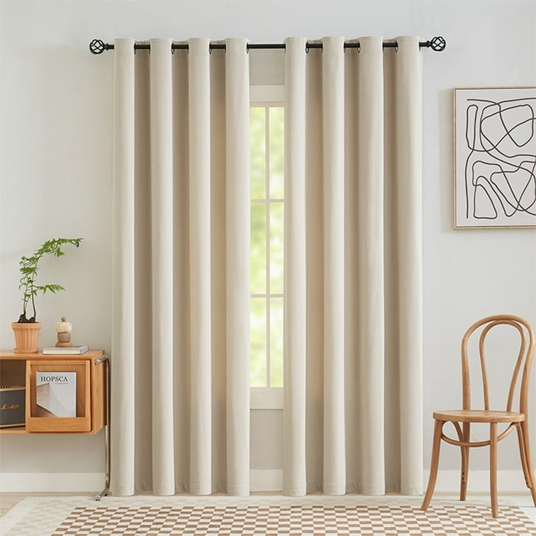 Beige Grommet Window Curtain with Silver Rings, Modern Drapes