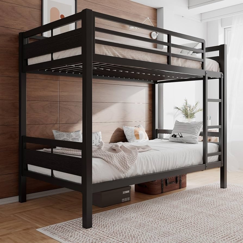 Black Metal Bunk Bed, Industrial Style & Under-Bed Storage