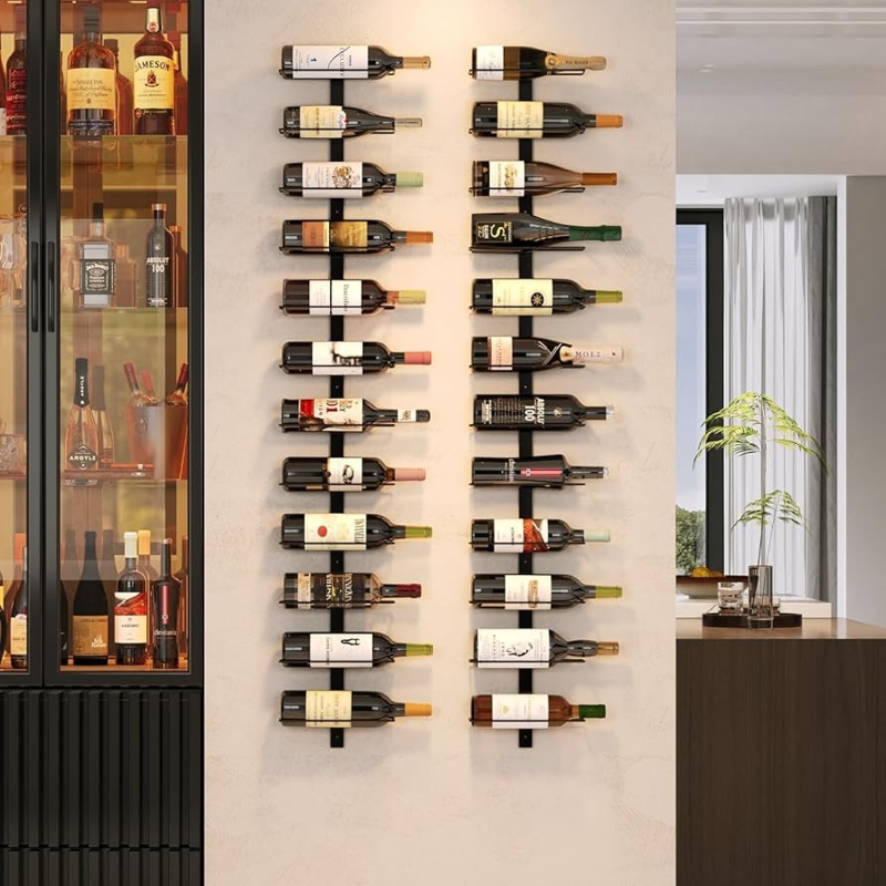 Black Metal Modular Wine Rack Grid Horizontal Storage Small Space