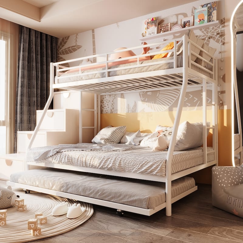 Black Metal Tubing Bunk Bed with Vertical Slat Detailing