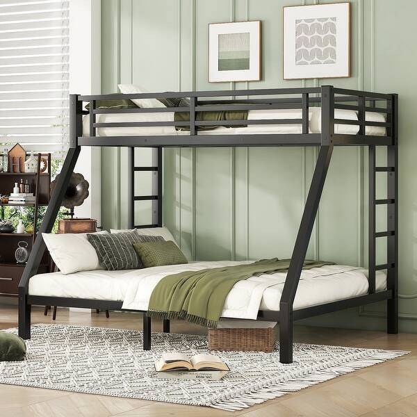 Black Metal Twin XL over Queen Bunk Bed Frame