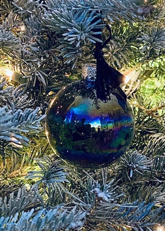 Black Onyx Christmas Ornament Iridescent Glitter Sparkly Decor (66 chars)