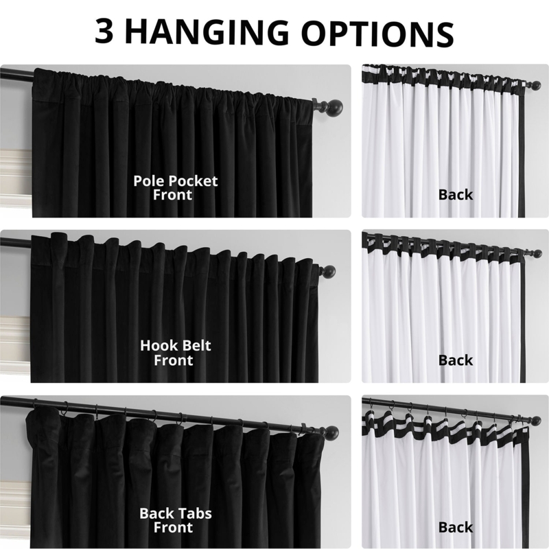 Blackout Curtain Extra Wide Velvet Plush Multiple Header Options