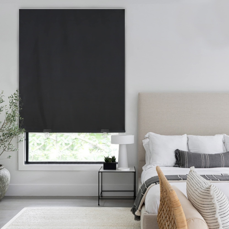 Blackout Curtain Matte Black Narrow Window Privacy Solution