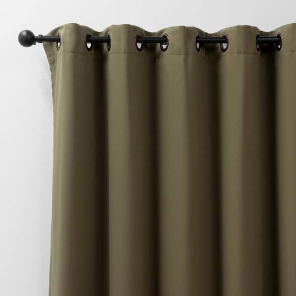 Blackout Curtain Olive Green Hue Grommet Top Design Earthy Bedroom