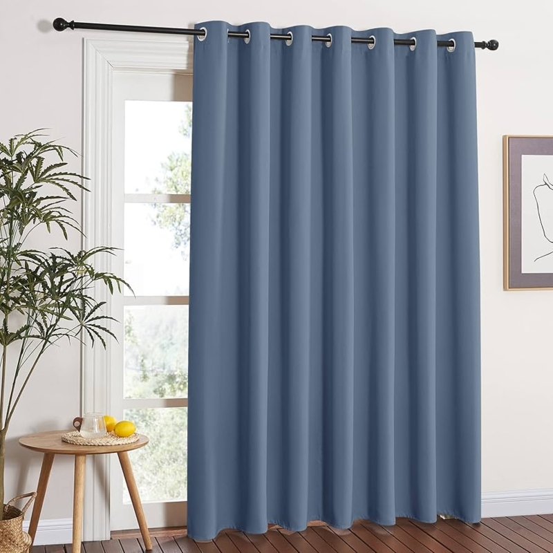 Blackout Curtain Stone Blue Color Thermal Insulated Grommet Top