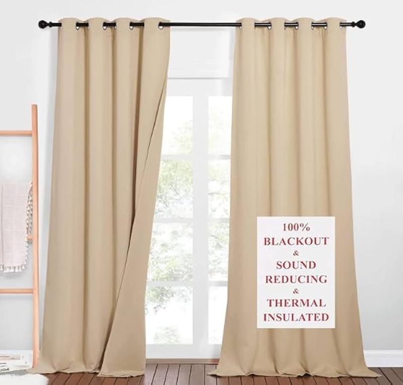 Blackout Curtains Biscotti Beige Thermal Insulated Thick Drape