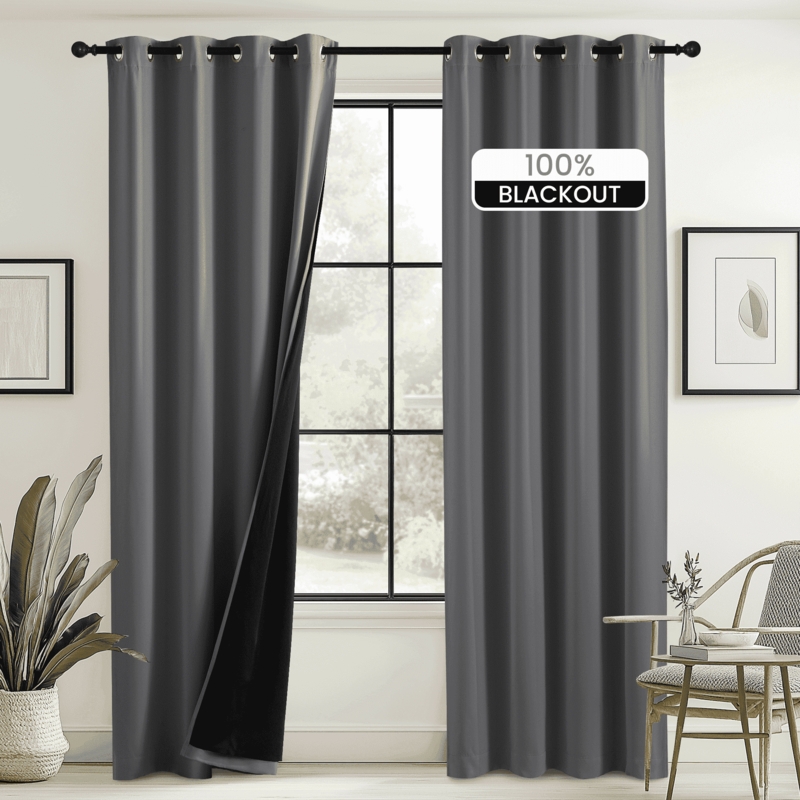 Blackout Curtains Charcoal Grey Total Blackout Thermal Lined