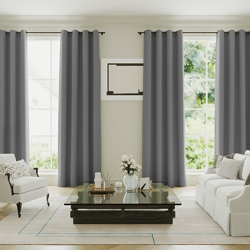 Blackout Curtains Dove Gray Grommet Top Thermal Insulated