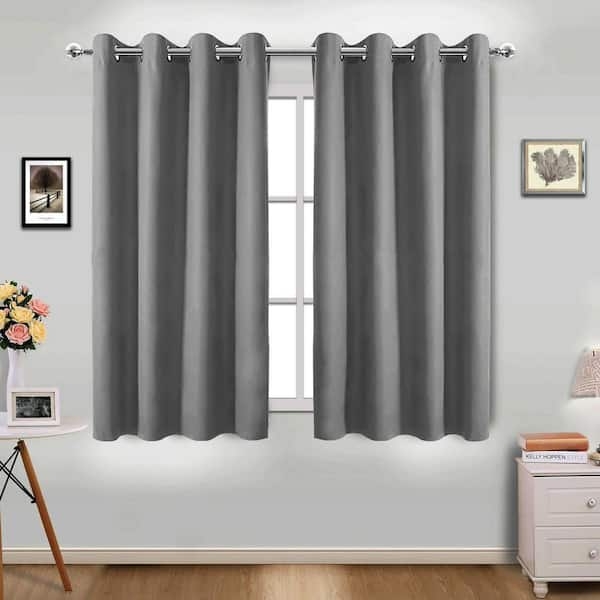 Blackout Curtains Gray Noise Reducing Grommet Top Modern