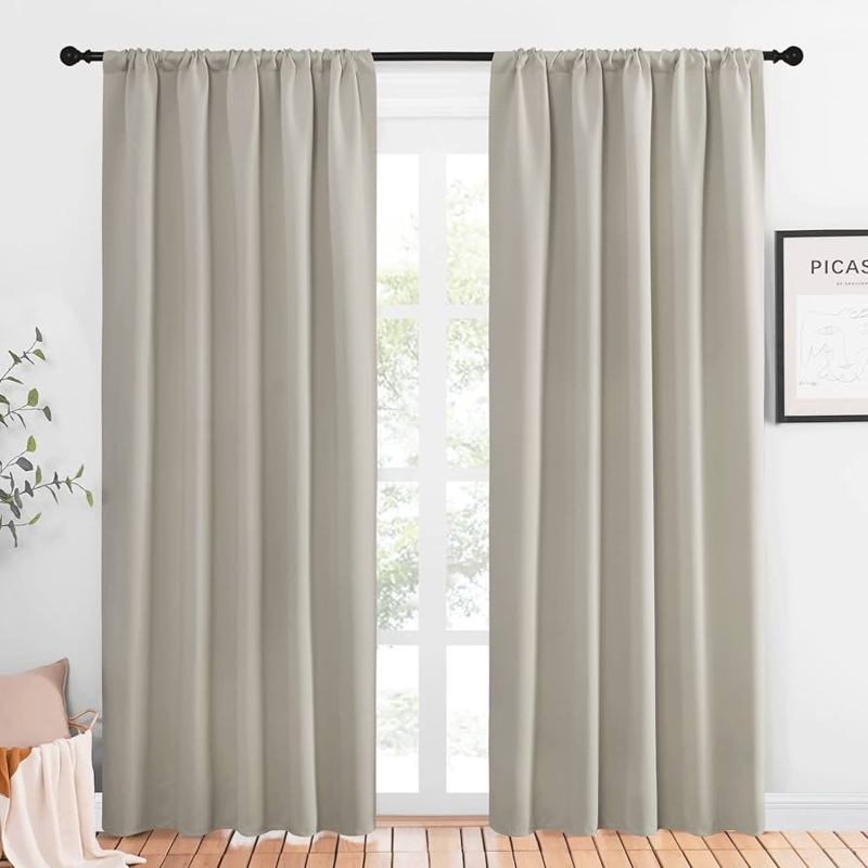 Blackout Curtains Natural Linen Texture Thermal Insulated Drapes (69 chars)