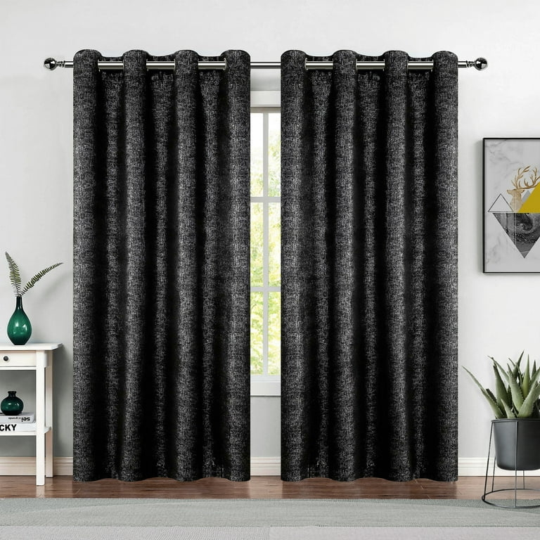 Blackout Curtains Sparkling Metallic Pattern Glam Grommet Set