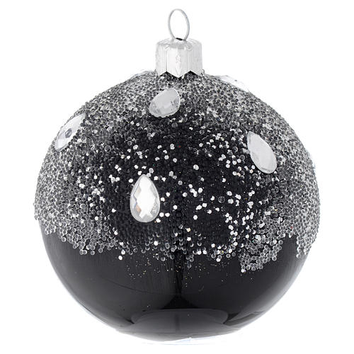 Blown Glass Christmas Ornament Silver Glitter Swirls Elegant Decor (71 chars)