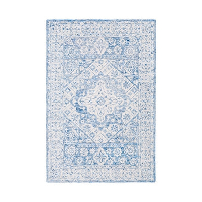 Blue and White Nautical Area Rug, Textured Flatweave Stripes Decor