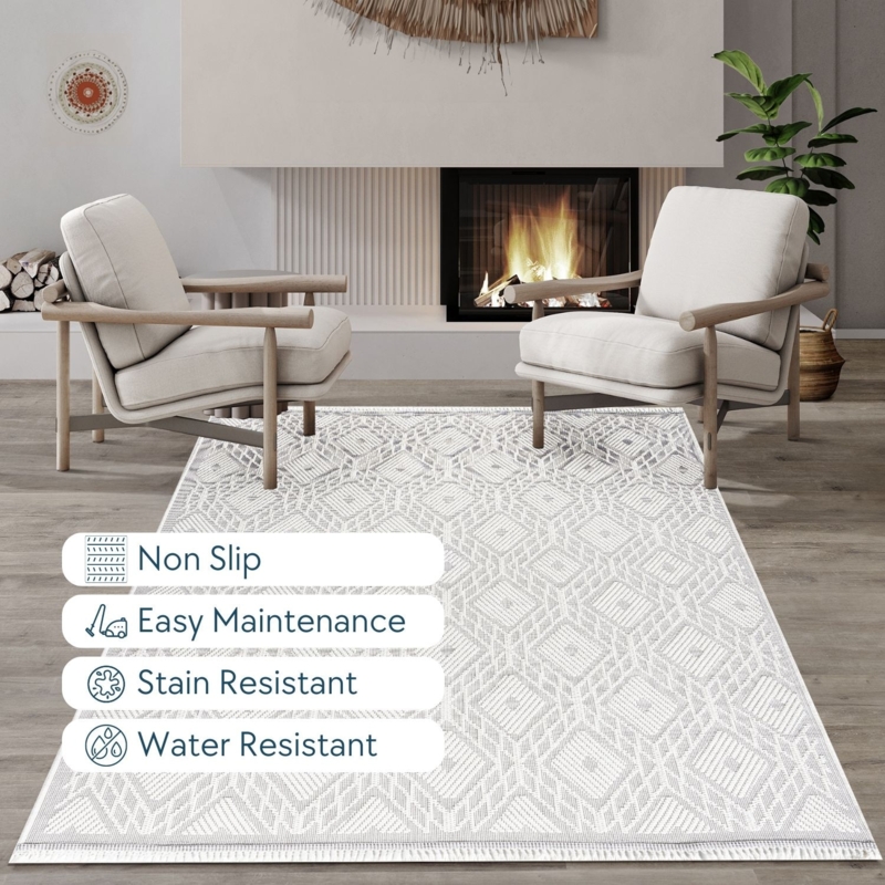 Blue Traditional Area Rug, Transitional Distressed Pattern Low Pile
