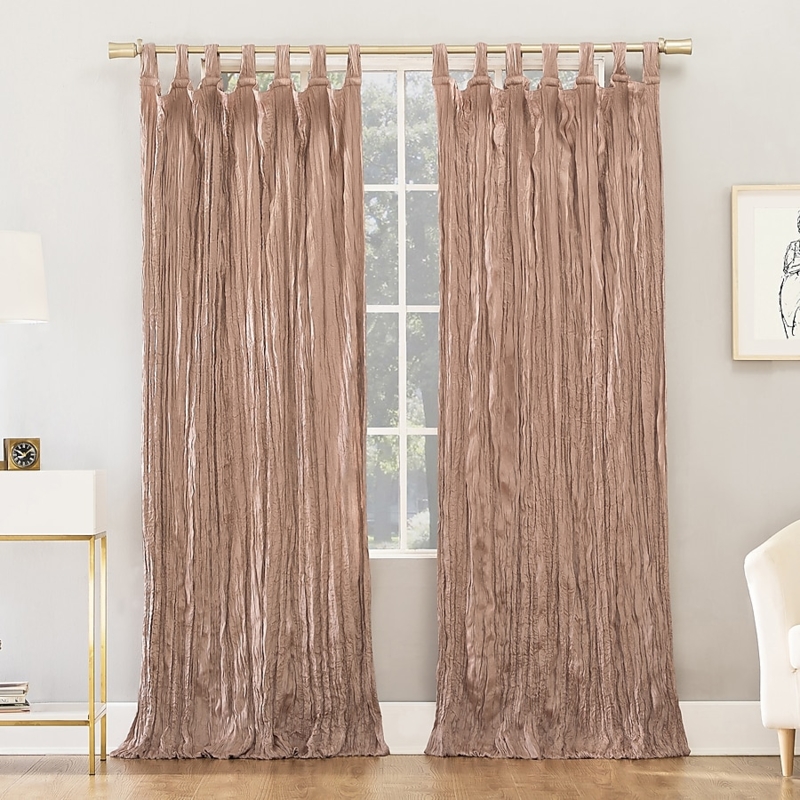 Blush Pink Curtain Panel Top Tab Header Woven Fabric Bedroom Decor