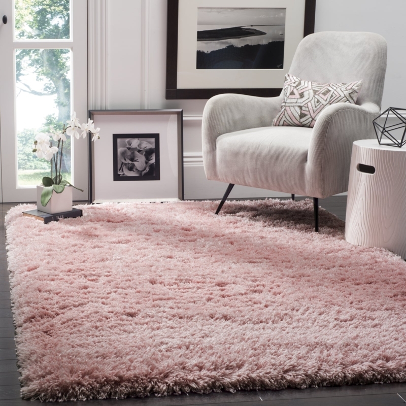 Blush Pink High Pile Shag Runner Rug Glam Decor