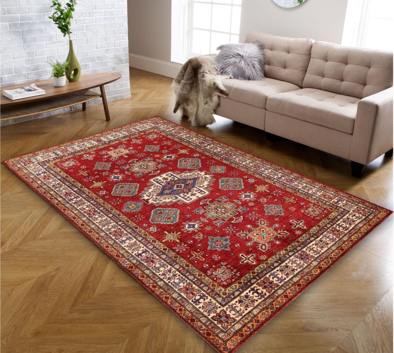 Bohemian Distressed Area Rug Medallion Fringe Ends