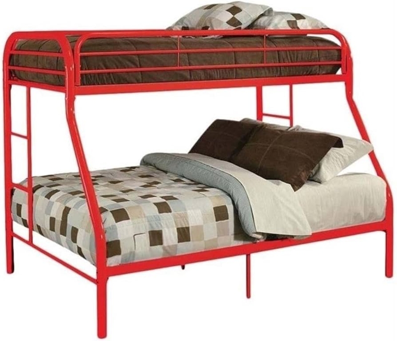 Bold Red Metal Bunk Bed Twin Over Full Configuration