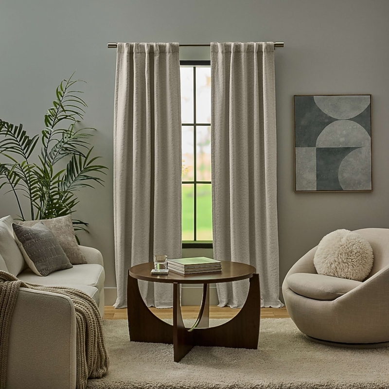 Bone White Room Darkening Curtain Panel Pair with Back Tab